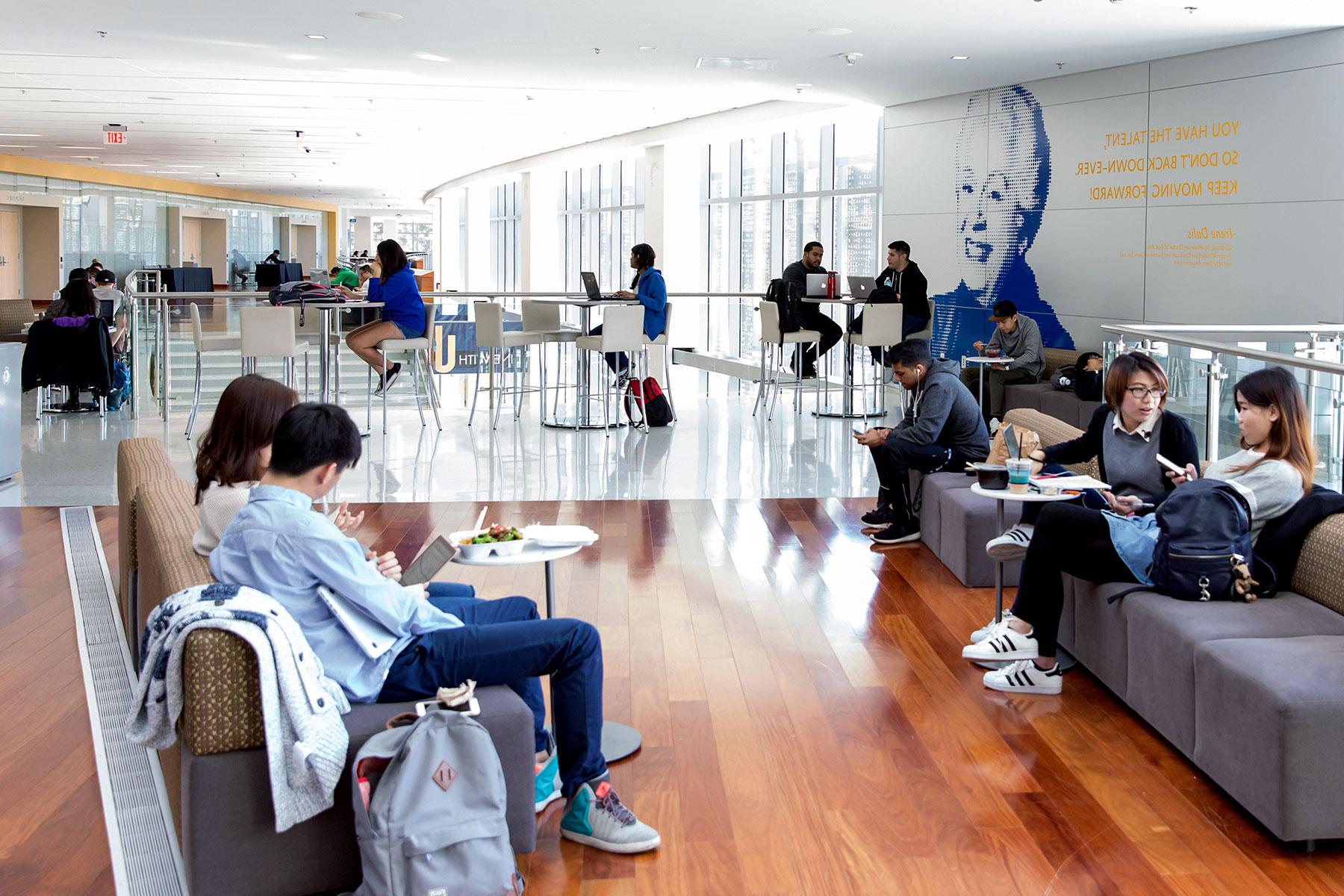 People lounging in the student union